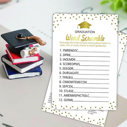 Graduation Party Word Scramble Game Cards, Games Activities and College Party Decorations(50 pack) in Saudi Arabia