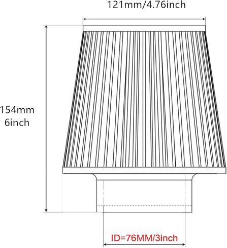 Fiber 3" Cold Air Intake Filter (RED, 3 inch"76 mm) in Saudi Arabia