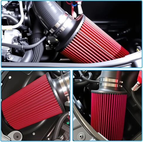 Fiber 3" Cold Air Intake Filter (RED, 3 inch"76 mm) in Saudi Arabia
