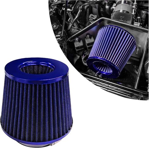 Sun Walker Clamp-on Air Intake Filter, 3/3.5/4 Inch High Flow Round Tapered Air Filter for Enhanced Engine Power, Washable & Reusable Cone Filters Replacement for Car Truck Motorcycle (Red) in Kuwait