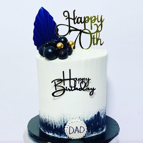 24 PCS Black Happy Birthday Cake Toppers Mirror Acrylic Side Cake Decorations 8 Styles in Saudi Arabia