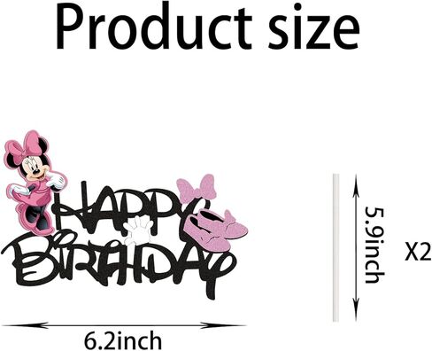 Pink Mouse Cake Topper Cute Cake Decoration With Pink Bow Birthday Glitter Cake Toppers Cartoon Mouse Celebration Cake Decorations Kids Cartoon Birthday Baby Shower Party Supplies in Kuwait