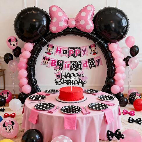 Pink Mouse Cake Topper Cute Cake Decoration With Pink Bow Birthday Glitter Cake Toppers Cartoon Mouse Celebration Cake Decorations Kids Cartoon Birthday Baby Shower Party Supplies in Kuwait