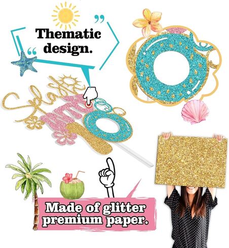 Splash Into 10 Cake Topper, Summer 10th Birthday Party Decorations, Beach Pool Themed Birthday Decoration for 10th Boy Girl, Hawaiian Tenth Bday Decor Gold Glitter in Kuwait