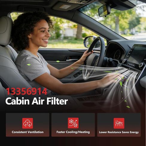 HYR Cabin Air Filter with Activated Carbon Fit for Chevy, GMC, Cadillac & Buick Models - Camaro, Colorado, Equinox, Impala, Malibu, Silverado, Traverse, Sierra, Yukon, Escalade, ATS, Enclave, 13356914 in Saudi Arabia