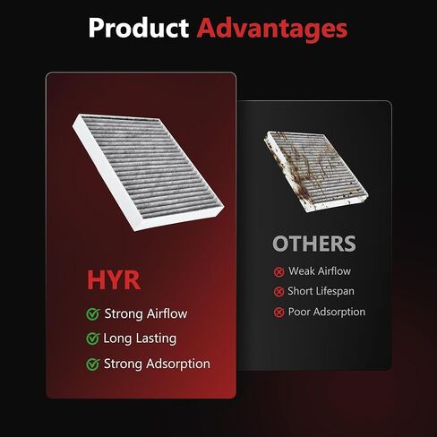HYR Cabin Air Filter with Activated Carbon Fit for Chevy, GMC, Cadillac & Buick Models - Camaro, Colorado, Equinox, Impala, Malibu, Silverado, Traverse, Sierra, Yukon, Escalade, ATS, Enclave, 13356914 in Saudi Arabia