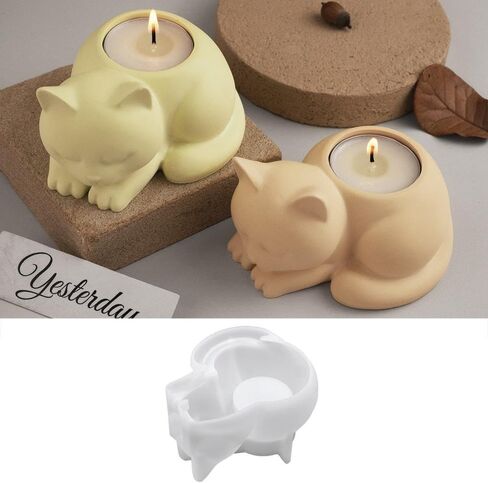 3D Cat Candle Holder Silicone Mold Candlestick Jar Cup Silicone Mould Animal Shaped Storage Box Molds Home Decoration in Kuwait