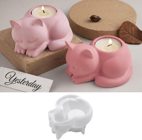 3D Cat Candle Holder Silicone Mold Candlestick Jar Cup Silicone Mould Animal Shaped Storage Box Molds Home Decoration in Kuwait