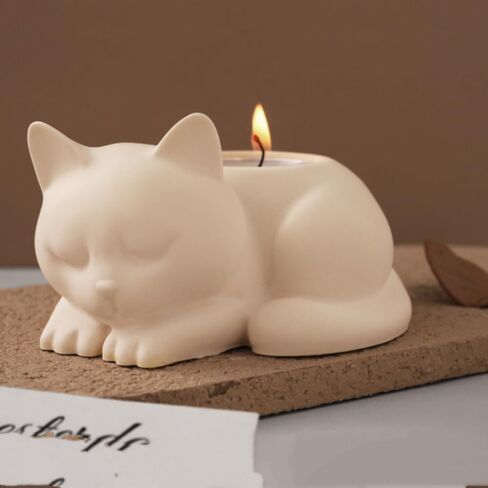 3D Cat Candle Holder Silicone Mold Candlestick Jar Cup Silicone Mould Animal Shaped Storage Box Molds Home Decoration in Kuwait