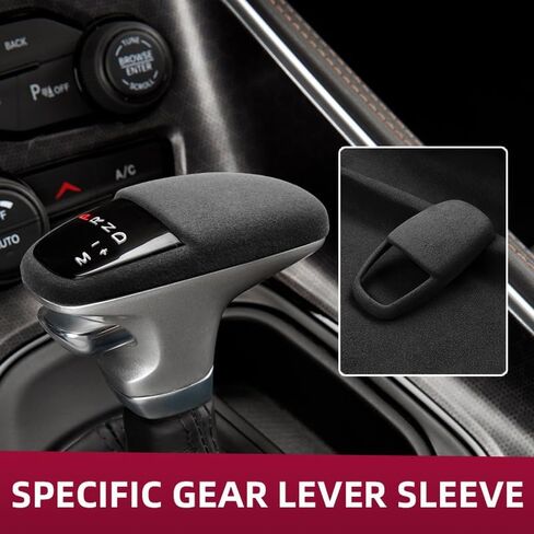 Suede Leather Shift Knob Cover Collar for Dodge Durango SRT, Shift Handle Head Cover Trim 2018-2025 Durango Interior Accessories in Saudi Arabia