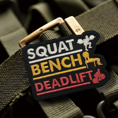 Hardcore Squat Bench Deadlift Powerlifting Gym Workout Patch, Tactical Hook and Loop Funny Embroidered Military Patch Morale Patches for Bag, Backpack, Molle Vest, Clothing, DIY Applique, Hat, Jackets in Saudi Arabia