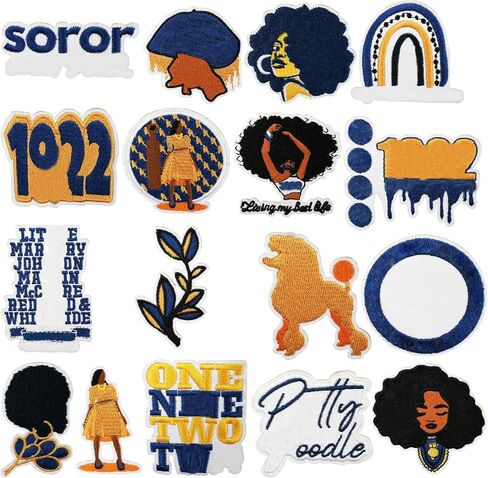 18PCS Sorority Embroidered Patches, Iron On/Sew on Applique for Clothes, Custom Applique for Hats,Jackets,Jeans,Backpacks,Dress,Bags,Shoes,Clothes DIY Craft,Etc in Kuwait