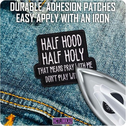 Half Hood Half Holy Patch Funny Christian Patches Bible Jesus Don't Play with Me Sew-On/Iron-On Embroidered Patches DIY Applique for Backpacks, Army Vests, Gym Bags, Hats 3 Inches in Saudi Arabia