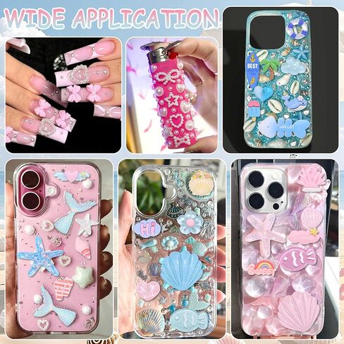 BELICEY Blue Pink Junk Case Charms Cute Beachy Junk Case Kit Ocean Theme Starfish Seashell Phone Cases Charms for Summer Customizing DIY Craft Accessories in Saudi Arabia