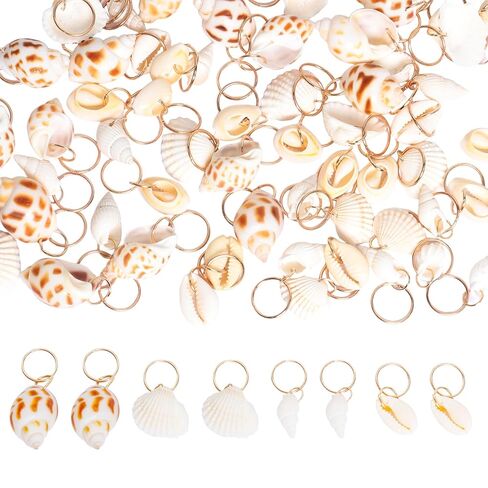 80 Pcs Seashell Conch Dreadlock Rings Charms Boho Summer Beach Style Braided Hair Ornaments Vintage Hair Braiding Decorative Dreadlock Clips Charm Decor for Women Men Hair Jewelry Accessories in Kuwait