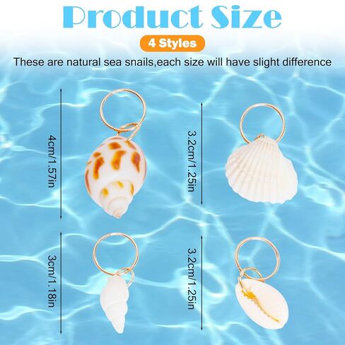 80 Pcs Seashell Conch Dreadlock Rings Charms Boho Summer Beach Style Braided Hair Ornaments Vintage Hair Braiding Decorative Dreadlock Clips Charm Decor for Women Men Hair Jewelry Accessories in Kuwait