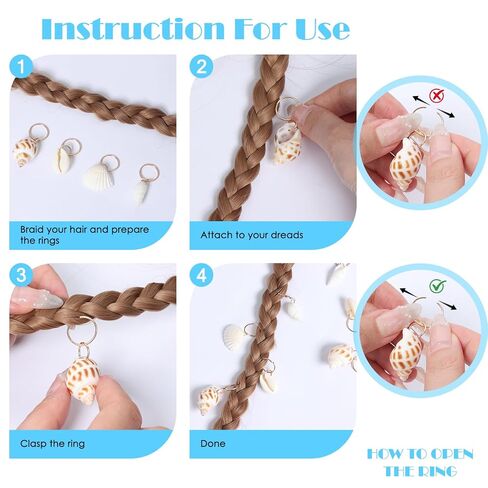 80 Pcs Seashell Conch Dreadlock Rings Charms Boho Summer Beach Style Braided Hair Ornaments Vintage Hair Braiding Decorative Dreadlock Clips Charm Decor for Women Men Hair Jewelry Accessories in Kuwait