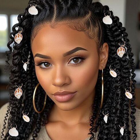 80 Pcs Seashell Conch Dreadlock Rings Charms Boho Summer Beach Style Braided Hair Ornaments Vintage Hair Braiding Decorative Dreadlock Clips Charm Decor for Women Men Hair Jewelry Accessories in Kuwait