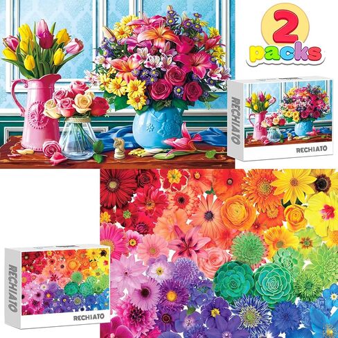 Jigsaw Puzzles 2 Pack 1000 Pieces Colosseum & Trevi Fountain Nature Impossible Challenging Puzzles for Home Decor Birthday Gifts Toy for Men Women in Saudi Arabia