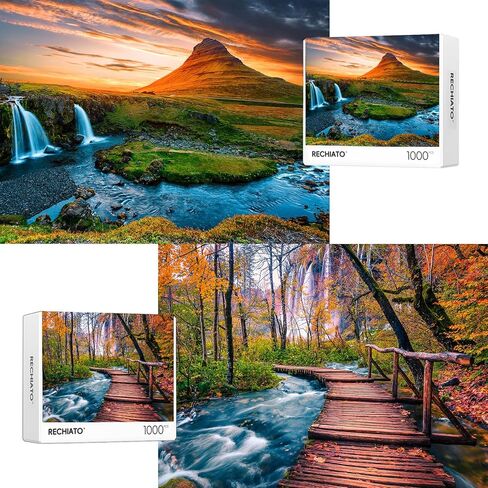 Jigsaw Puzzles 2 Pack 1000 Pieces Colosseum & Trevi Fountain Nature Impossible Challenging Puzzles for Home Decor Birthday Gifts Toy for Men Women in Saudi Arabia