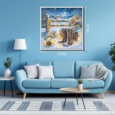 Winter Country Puzzles for Adults 1000 Pieces, Snowy Cowboy Boots Farm Jigsaw Puzzles, Cozy Rustic Landscape Puzzle in Kuwait