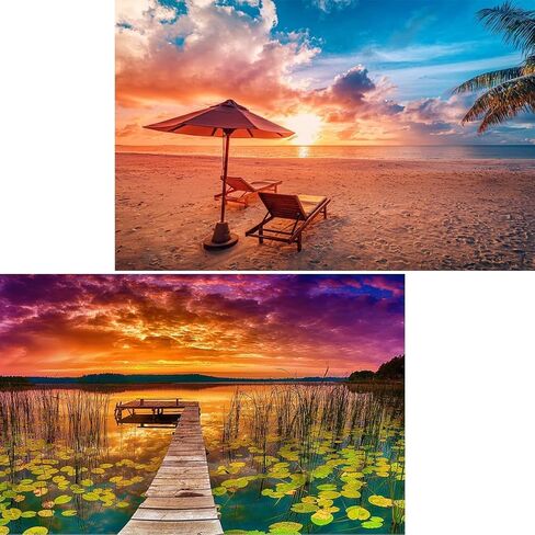 Jigsaw Puzzles 2 Pack 1000 Pieces Colosseum & Trevi Fountain Nature Impossible Challenging Puzzles for Home Decor Birthday Gifts Toy for Men Women in Saudi Arabia