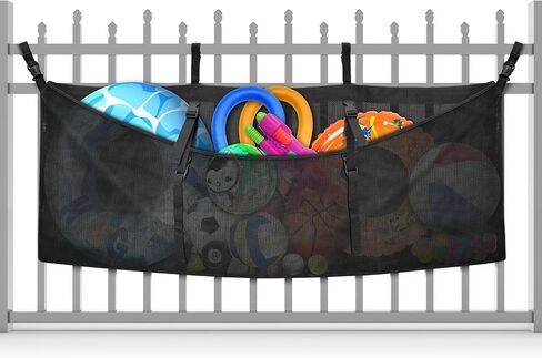 Pool Float Storage Bag, Extra Long 70" Foldable Hanging Organizer Mesh for Pool Side Fence, Adjustable Swimming Outdoor Toy Storage for Floats, Balls, Inflatable Toys & Accessories (70") in Saudi Arabia
