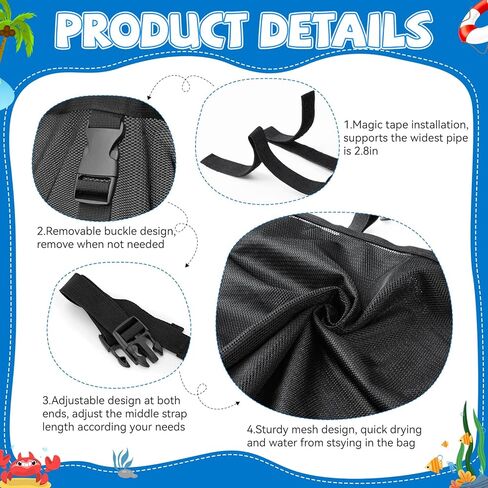 Pool Float Storage Bag, Extra Long 70" Foldable Hanging Organizer Mesh for Pool Side Fence, Adjustable Swimming Outdoor Toy Storage for Floats, Balls, Inflatable Toys & Accessories (70") in Saudi Arabia