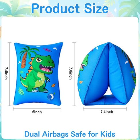 2 Pack Arm Floaties for Kids, Soft Fabric-Covered Water Wings, Inflatable Pool Floats Arm Bands Swim Floaties for Toddlers, Blow up Swimming Rings for Boys Girls 6-12 Years in Kuwait
