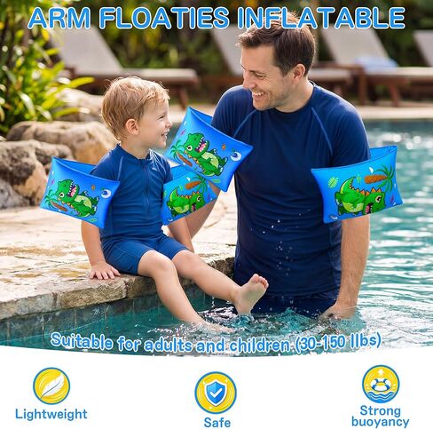 2 Pack Arm Floaties for Kids, Soft Fabric-Covered Water Wings, Inflatable Pool Floats Arm Bands Swim Floaties for Toddlers, Blow up Swimming Rings for Boys Girls 6-12 Years in Kuwait