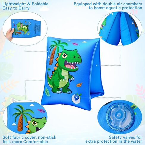 2 Pack Arm Floaties for Kids, Soft Fabric-Covered Water Wings, Inflatable Pool Floats Arm Bands Swim Floaties for Toddlers, Blow up Swimming Rings for Boys Girls 6-12 Years in Kuwait