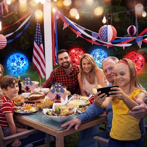 Foilswirl 6 Pcs 4th of July Light up Beach Balls 12 Inch Patriotic Light up Beach Balls Bulk Giant Inflatable Red White and Blue Ball for Adults 250th Anniversary Beachy Summer Pool Outdoor Decor in Kuwait