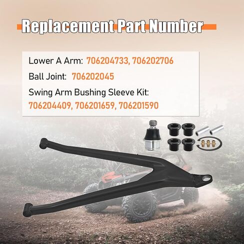 Left Front Driver Lower A Arm Kit Compatible with Can-Am Maverick X3 72" 2018-2021 Lower Control Arm with Ball Joint and Swing Arm Bushing Sleeve Kit 706204733 706204409 706202045 in Saudi Arabia
