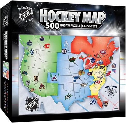 MasterPieces Sports Puzzle - All Teams 500 Piece Jigsaw Puzzle for Adults - NHL League Hockey Map - 21 x 15 in Saudi Arabia