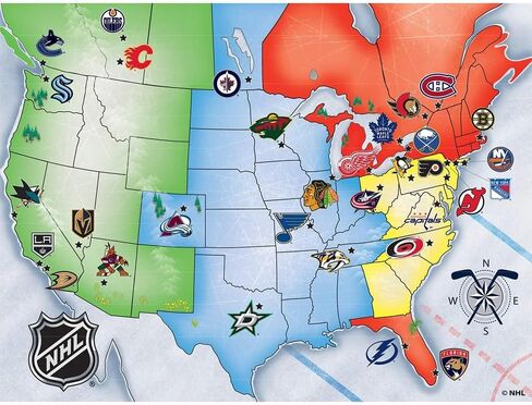 MasterPieces Sports Puzzle - All Teams 500 Piece Jigsaw Puzzle for Adults - NHL League Hockey Map - 21 x 15 in Saudi Arabia