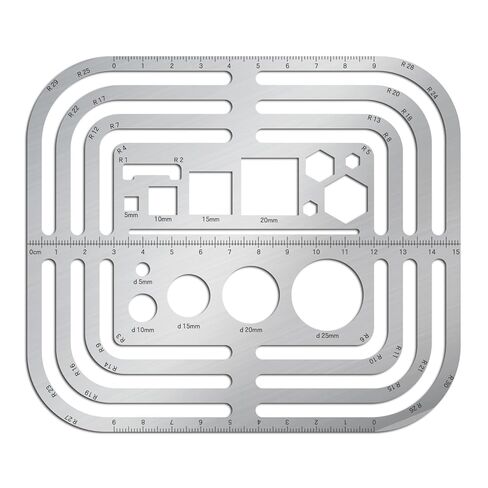 ORIGACH Stainless Stainless Steel Rectangle Round Template Metal Round Corner Drafting Stencils Stainless Steel Template Rulers for Leather Sewing DIY Craft Supplies in Kuwait