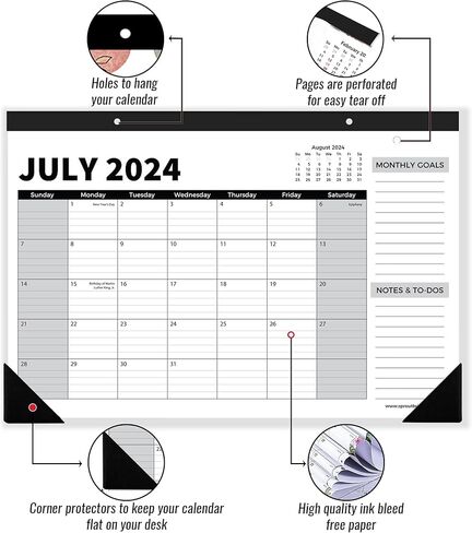 Sproutbrite 18 Month Wall Calendar (15 x 11 inch) - Vertical Calendar - Monthly Planner Tool for Home and Office in Saudi Arabia
