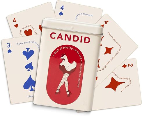 Candid Playing Cards with Conversation Starter Questions, 52-Card Deck in Vintage Metal Tin, Icebreaker Card Game for Adults and Teens, Couples Date Night, Family Game Night in Kuwait