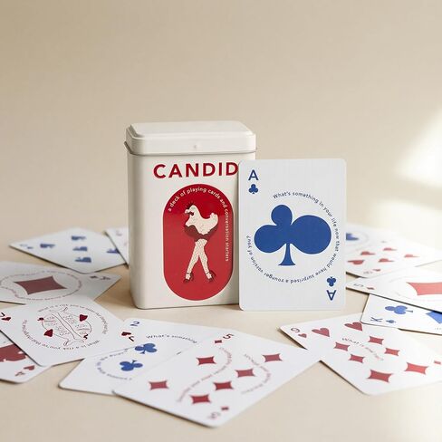 Candid Playing Cards with Conversation Starter Questions, 52-Card Deck in Vintage Metal Tin, Icebreaker Card Game for Adults and Teens, Couples Date Night, Family Game Night in Kuwait