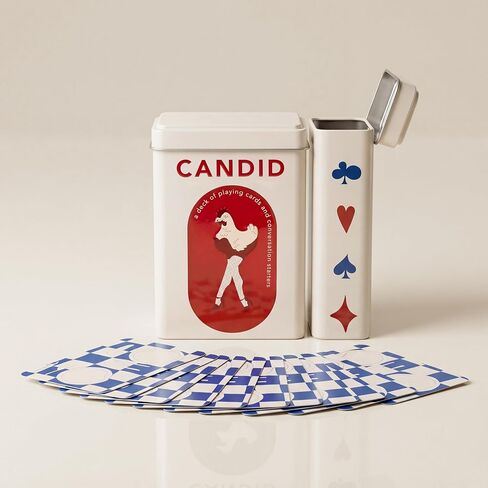 Candid Playing Cards with Conversation Starter Questions, 52-Card Deck in Vintage Metal Tin, Icebreaker Card Game for Adults and Teens, Couples Date Night, Family Game Night in Kuwait