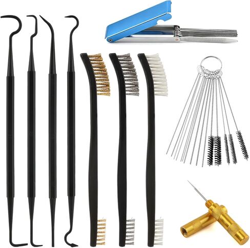 Carburetor Cleaning Kit, 37Pcs Torch Tip Cleaner Set with 3 Double Head Brush 23 Needles 5 Nylon Brushes 1 Scraper 4 Cleaning Hooks and Case for Motorcycle/ATV/Lawn Mower/Torch Chainsaw Small Engines in Kuwait