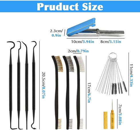 Carburetor Cleaning Kit, 37Pcs Torch Tip Cleaner Set with 3 Double Head Brush 23 Needles 5 Nylon Brushes 1 Scraper 4 Cleaning Hooks and Case for Motorcycle/ATV/Lawn Mower/Torch Chainsaw Small Engines in Kuwait