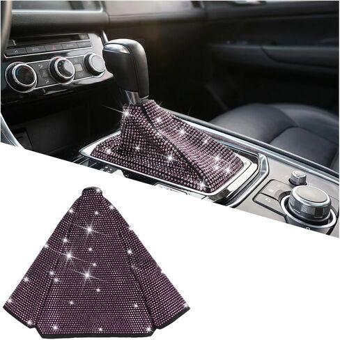 Bling Car Shift Boot Cover, Crystal Rhinestones Vehicle Gear Shift Lever Stick Boot Dust Cover, Automotive Interior Shifter Lever Knob Dust Protector, Universal for SUV RV Truck (White) in Saudi Arabia