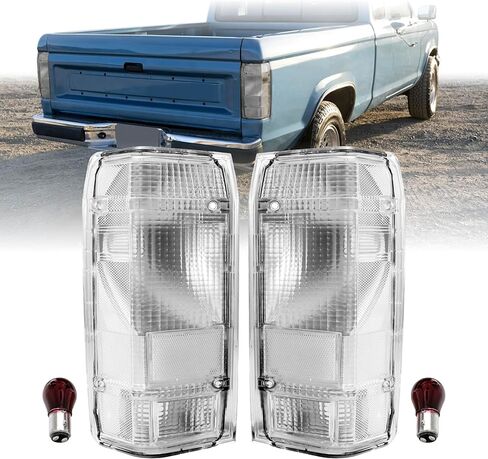USR UNIQUE STYLE RACING 83-92 Ranger Pick-Up Tail Light - Rear Lamps Pair (Left + Right) Compatible with 1983-1992 Ford Ranger PickUp Truck All Models 1st Gen (CLEAR LENS with RED BULBS) in Kuwait