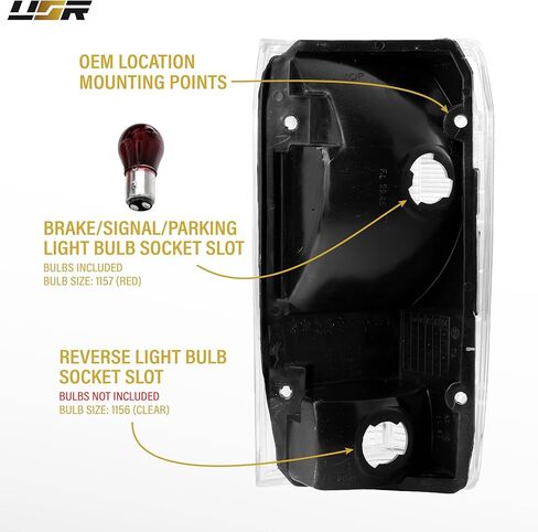 USR UNIQUE STYLE RACING 83-92 Ranger Pick-Up Tail Light - Rear Lamps Pair (Left + Right) Compatible with 1983-1992 Ford Ranger PickUp Truck All Models 1st Gen (CLEAR LENS with RED BULBS) in Kuwait
