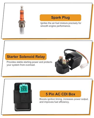 3 Bolt Starter Motor Kit with Solenoid Relay & CDI Compatible with 50cc 70cc 90cc 100cc 110cc 125cc Chinese ATV Quad Dirt Bike Pit Bike Go Kart 4 Wheeler TaoTao Coolster Roketa SSR in Saudi Arabia
