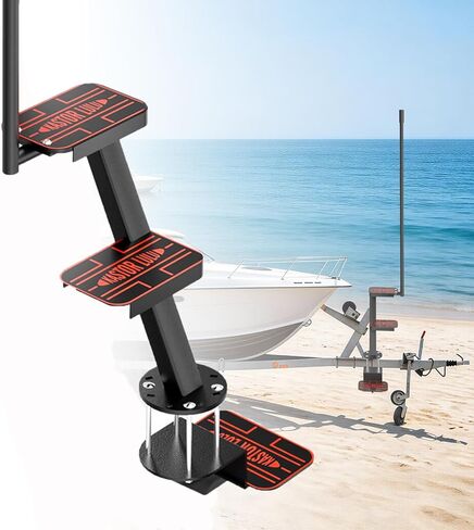 Heavy Duty Boat Trailer Steps with Safety Handle, EVA Anti-Slip Mat, 700 Lbs Capacity, 3 Step Tongue Ladder with Handle, Easy Installation, Universal Fits for Trailers Tongue Steps in Saudi Arabia
