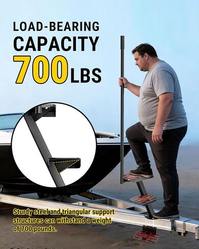 Heavy Duty Boat Trailer Steps with Safety Handle, EVA Anti-Slip Mat, 700 Lbs Capacity, 3 Step Tongue Ladder with Handle, Easy Installation, Universal Fits for Trailers Tongue Steps in Saudi Arabia