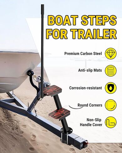 Heavy Duty Boat Trailer Steps with Safety Handle, EVA Anti-Slip Mat, 700 Lbs Capacity, 3 Step Tongue Ladder with Handle, Easy Installation, Universal Fits for Trailers Tongue Steps in Saudi Arabia
