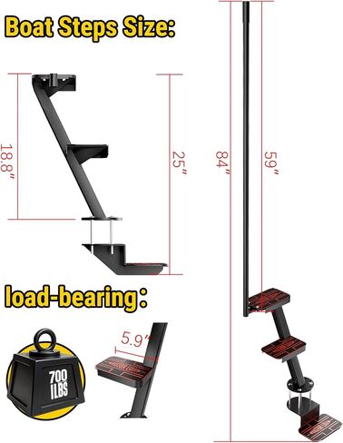 Heavy Duty Boat Trailer Steps with Safety Handle, EVA Anti-Slip Mat, 700 Lbs Capacity, 3 Step Tongue Ladder with Handle, Easy Installation, Universal Fits for Trailers Tongue Steps in Saudi Arabia